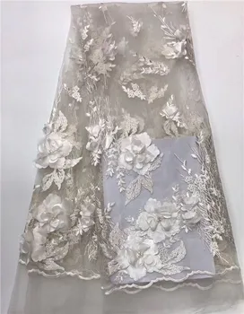 

Wonderful French net lace fabric with 3d flower tulle lace material for sewing lady dress PDN437(5yards/lot) many color