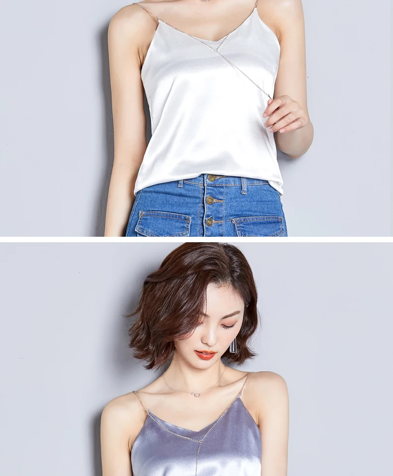 Летние шелковые майка Для женщин Сексуальная V шеи базовые Топы Blusas Повседневное Для женщин s жилет кружево бретели топы плюс Размеры женский рубашка