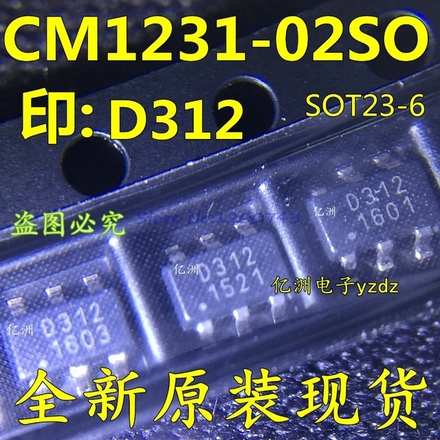 

10pcs/lot CM1231-02SO CM1231 D312 SOT23-6 In Stock