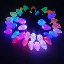 50 узлов Addressable rgb C9 DC12V WS2811 Рождество led Пиксельная светящаяся гирлянда; кристалл C9 Обложка rgb гирляндой; Зеленая проволока; IP68
