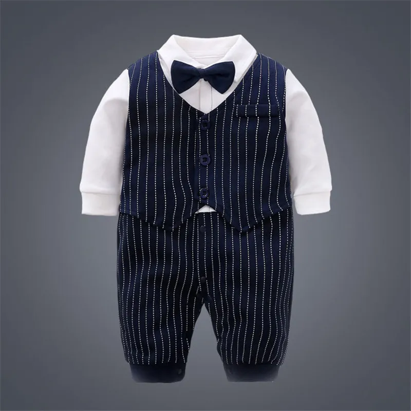 

Gentleman One-Piece Jumpsuits Buttons-Up 100% Cotton Long-Sleeves Cute Absorbent Breathable Coveralls 3-18 Months