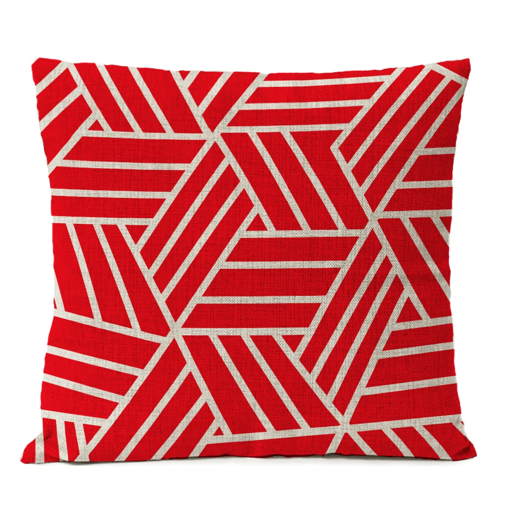 Скандинавские геометрические красные рождественские наволочки, полосатые наволочки для подушек, домашние декоративные льняные наволочки, наволочки для дивана
