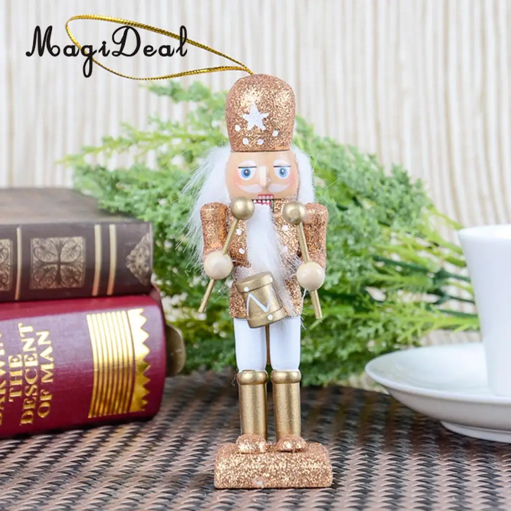 10Pcs 12cm Wooden Nutcracker Solider Figure Model Puppet Doll Handcraft for Children Gifts Christmas Home Office Decor Display