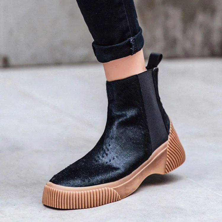 

2018 Round Sock Thick Sole for Women Boots Fashion Casual Leopard Women's Ankle Boots Elegant Shoes On