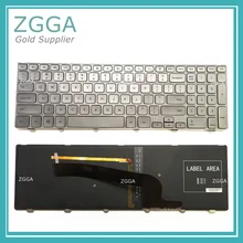 Подлинная английская раскладная клавиатура для Dell Inspiron 15 7537 15-7537 15-7000 7000 клавиатуры для ноутбуков серебристо-серая рамка с подсветкой