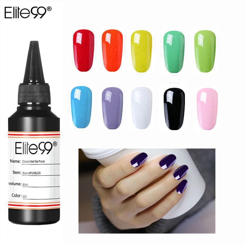 

Elite99 Gorgeous Color Pure Nail Gel Polish Gel Lak Vernis Semi Permanant UV Gel Lacquer DIY Home Manicure 60mlEnamel Gel Design