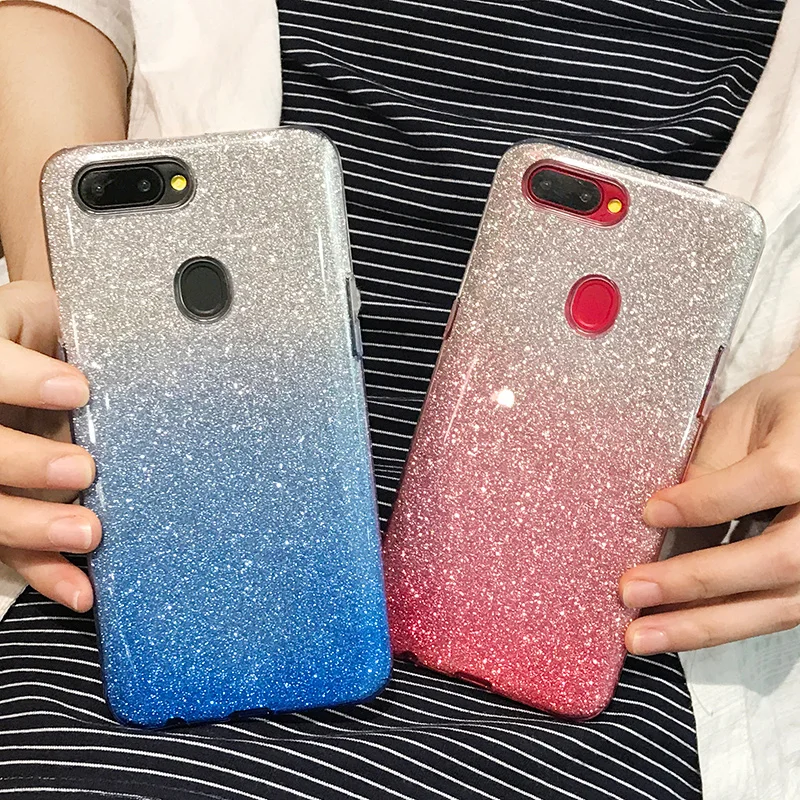 

Cute Jelly Glitter phone Case For OPPO R7 R9 A59 R11 F5 A83 R15 A3 A3S A5 A7 F9 R17 Pro F11 Realme 3 phone back cover F1s