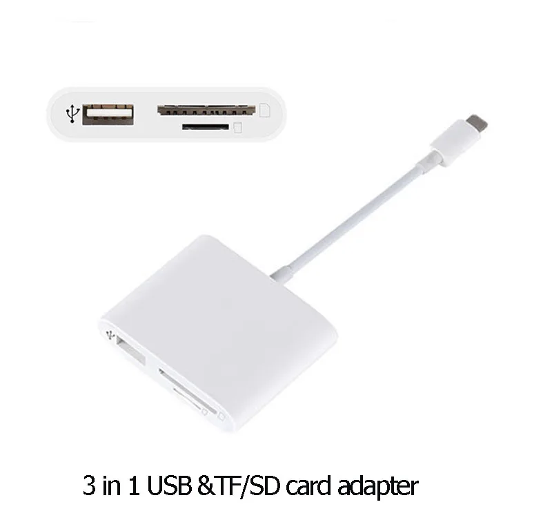 Reilim OTG USB адаптер для камеры lightning к micro SD TF кард-ридер комплект для iphone ipad для apple ios 13 конвертер - Цвет: White