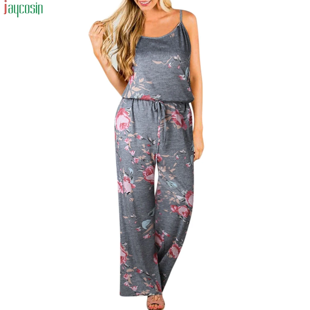

JAYCOSIN Boho Jumpsuit Women Ladies Printing Playsuit Sleeveless Long Playsuits Rompers Jumpsuit for women Playsuit Ladies Pants