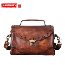 Новые модные женские сумки, натуральная кожа, Ретро стиль, дубления, кожа, ручная очистка, цветные, на плечо, диагональные сумки-мессенджеры