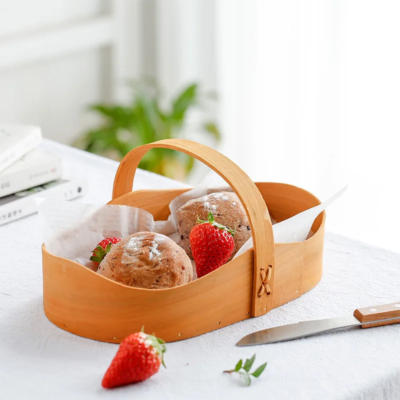 

Creative Wood Storage Basket Fruit Bread Picnic Handmade Backery Cake Container Box Kitchen Organizer Tools Home Decor Accessory