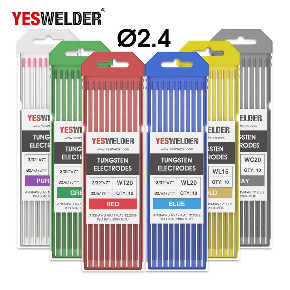 5 pcs WP 0.04/" 1//16/" 4//51/" 3//32/" 1//8/" Pure Tungsten Electrode Green