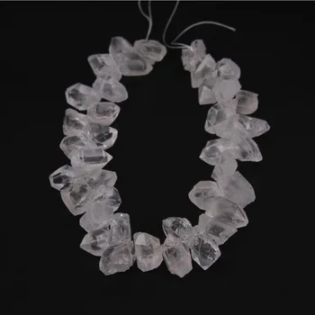 

Clear White Quartz Faceted Stick Loose Beads Point Pendants Supplies,Rough Quartz Natural Raw Crystals Top Drilled Cut Nuggets