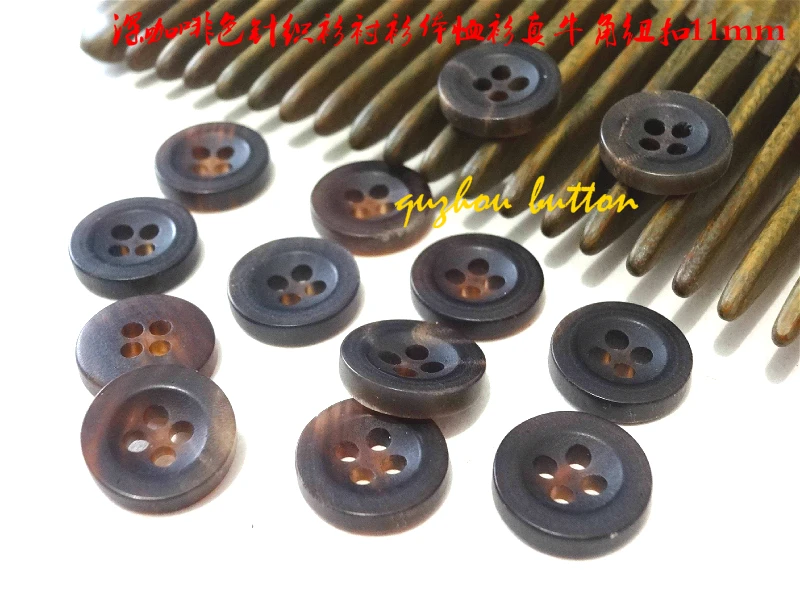 Free shipping 20pcs/lot Dark coffee square edge natural really horn buttons senior T-shirt knit shirt 11mm | Дом и сад