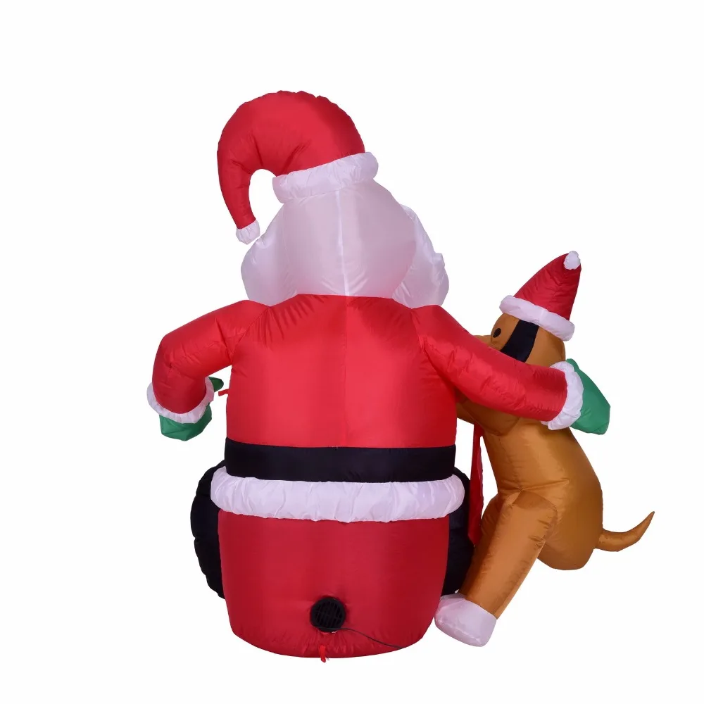 1 2 м высокий надувной Рождественский Санта Клаус с декоративная собачка X'mas