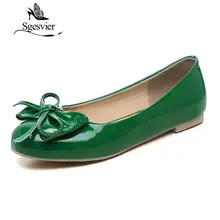 SGESVIER/Женская обувь из лакированной кожи ярких цветов; лоферы из органической кожи; повседневная обувь на плоской подошве; женские водонепроницаемые Мокасины с милым бантом-бабочкой; размеры; dxj1989