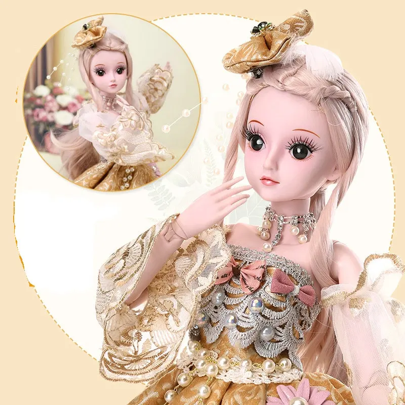 60cm Classic Princess Dolls Large Court Dress Fashion Girls 1/3 Bjd Doll 19 Jointed Girls Toys For Children Birthday Gift