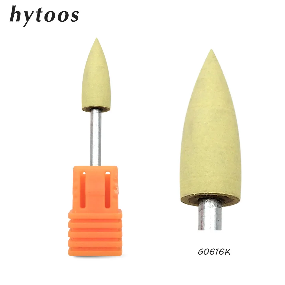 HYTOOS 6*16 мм конусное Силиконовое педикюрное сверло 3/3" роторные сверла для маникюра, аксессуары, Tools-G0616K для полировки ног - Цвет: Yellow