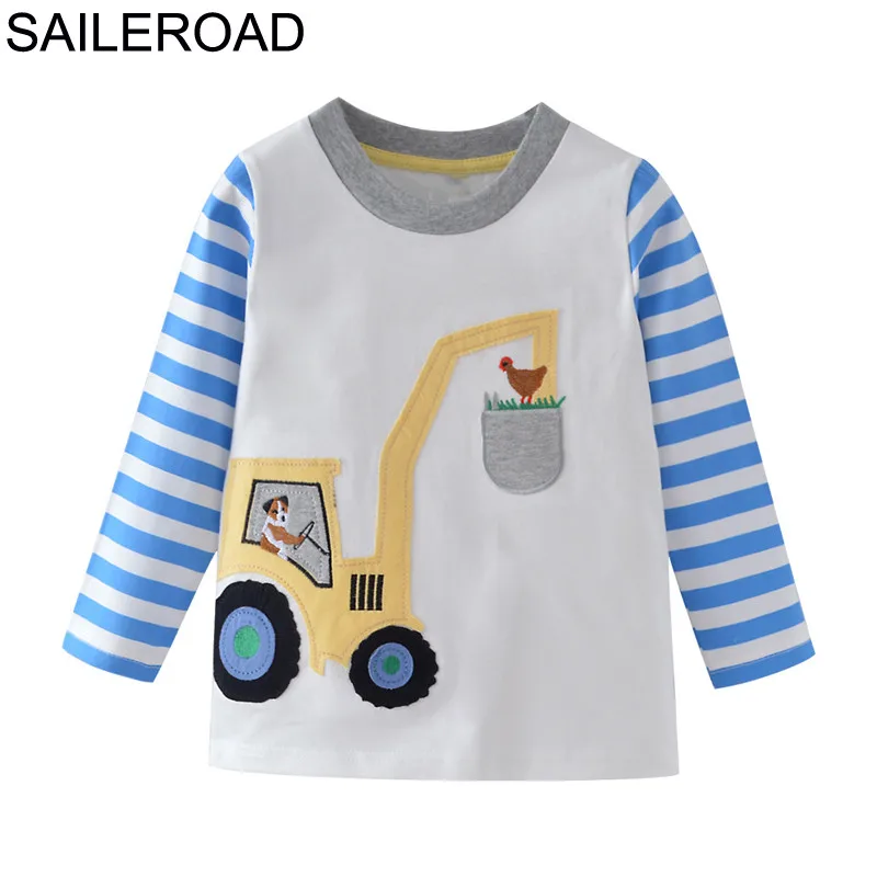 SAILEROAD Детские хлопковые рубашки для мальчиков и девочек осенняя футболка с