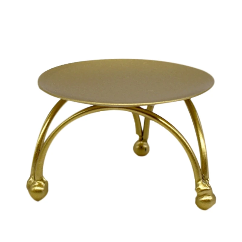 

European Style Candlestick Iron Candle Holders Retro Round Table Golden For Home Festive Ornament 1Pcs
