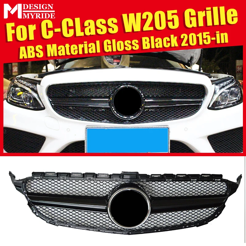 W205 решетка сетки ABS Материал Глянец черный грили подходит для спорта C180 C200 C250 C300