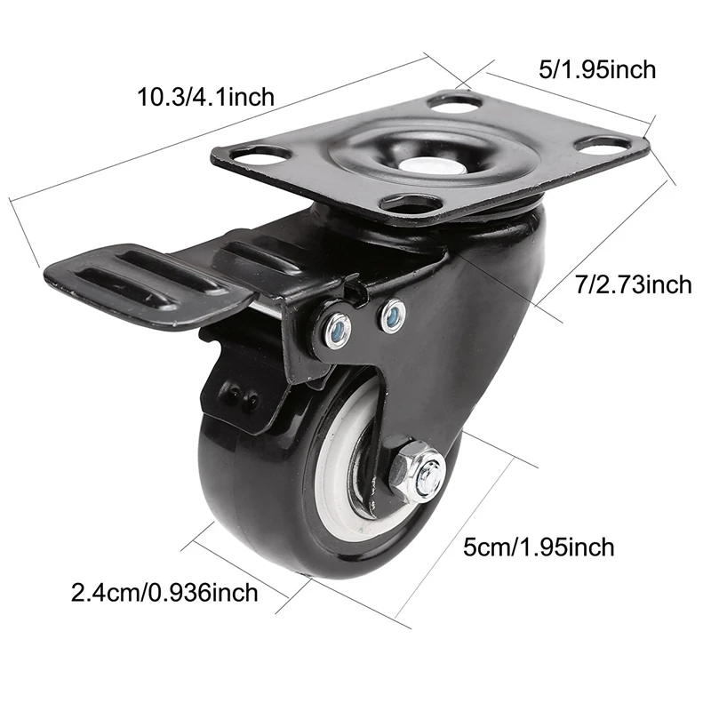 2 Inch Mute Wheel Office Chair Swivel Casters Universal Rolling Rollers Furniture Wheels Casters With Brake 4