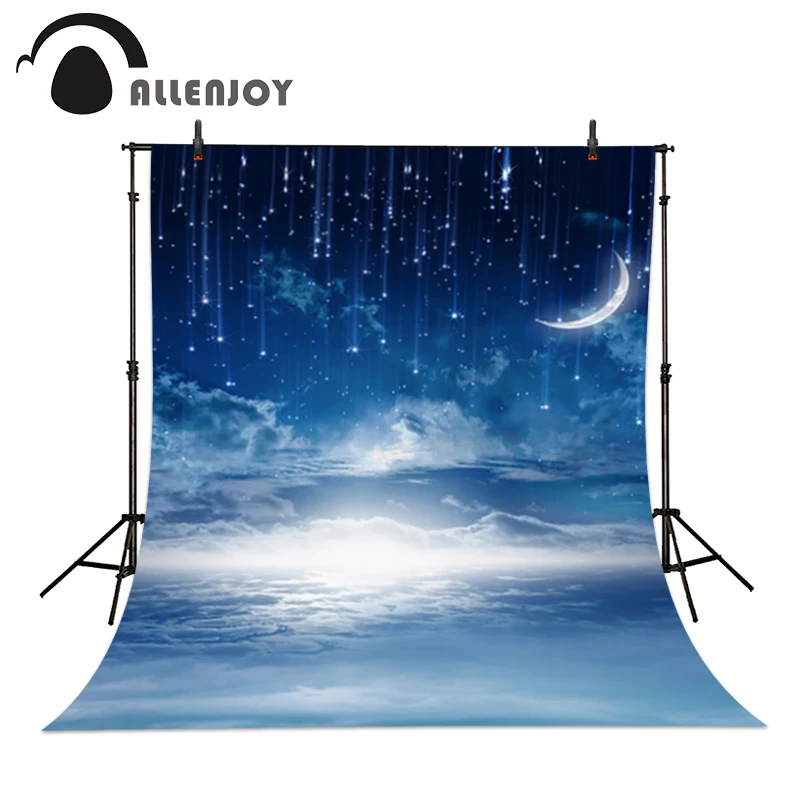 

Allenjoy Professional photography background Cloud blue moon and stars newborn vinyl fabric for sale photocall 8x8 10x20