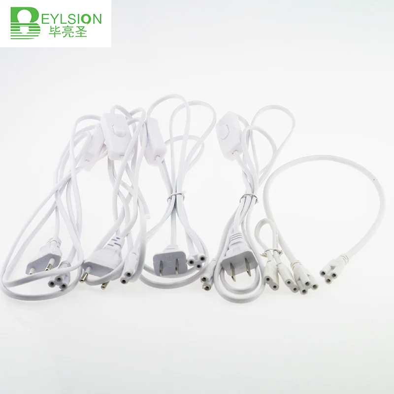 

BEYLSION US EU Plug T5 T8 Electrical Wire Connector with Switch 20CM 30CM Power Cord Extension Cable For LED Tube of Light Cable
