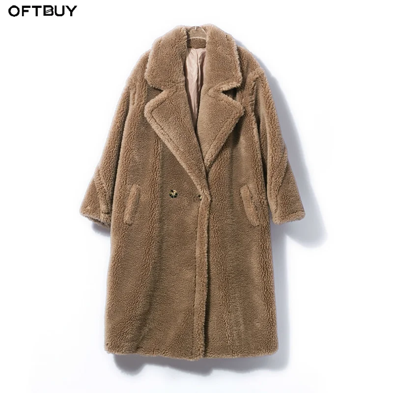 OFTBUY, пальто с натуральным мехом, длинная парка, зимняя куртка для женщин, Натуральная шерсть, мех овцы, уличный сверхразмерный, толстый, теплый, бренд