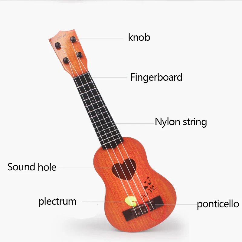 Любовь шаблон детский духовой инструмент Моделирование маленькая гитара четыре струны может играть Раннее Образование Музыка игрушечная гитара