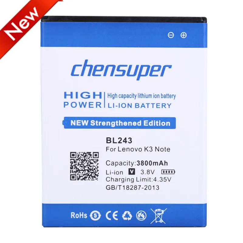 Новая батарея 3800mAh BL243 для Lenovo K3 Note K50-T5 K50-T3S A7000 A5500 A5860 A5600 A7600 | Мобильные телефоны и