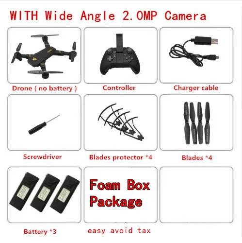 VISUO XS809HW Радиоуправляемый Дрон с камерой 0.3MP или 2MP wifi FPV Режим высокой фиксации квадрокопте складное RC зарядное устройство для квадрокоптера игрушки - Цвет: 2.0MP Wide Angle