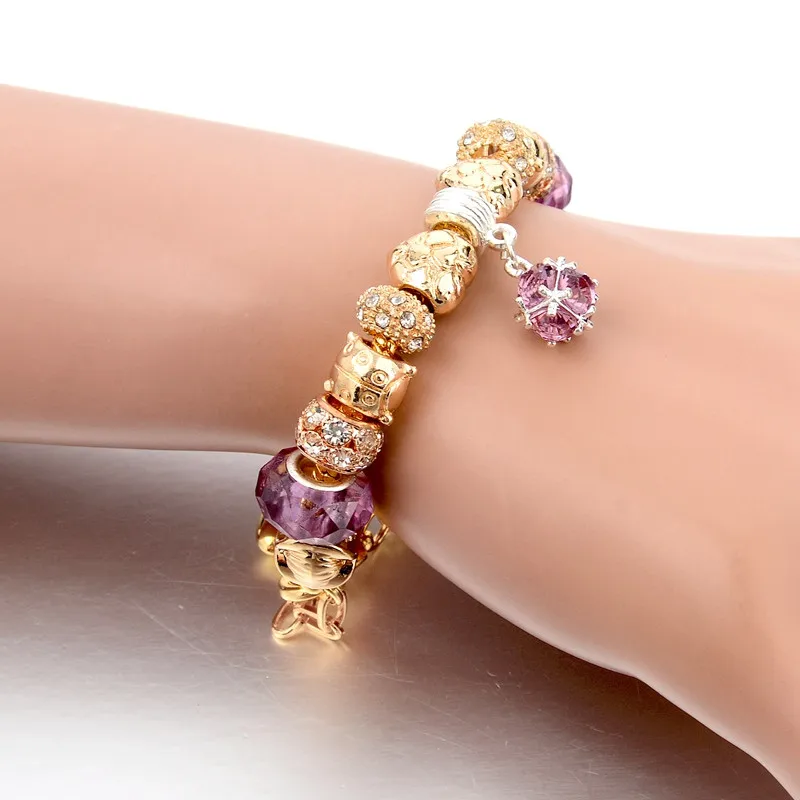 Szelam женские модные ювелирные изделия розовый кристалл браслет для женщин золотые браслеты на запястье ювелирные изделия ручной работы Pulseras Sbr150331