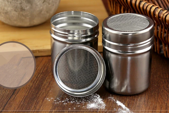 Special Price 1Pc Stainless Steel dusting machine Cocoa Cinnamon Sugar Gauze Mesh Jar Seasoning Bottle Fancy Coffee Powder Duster
