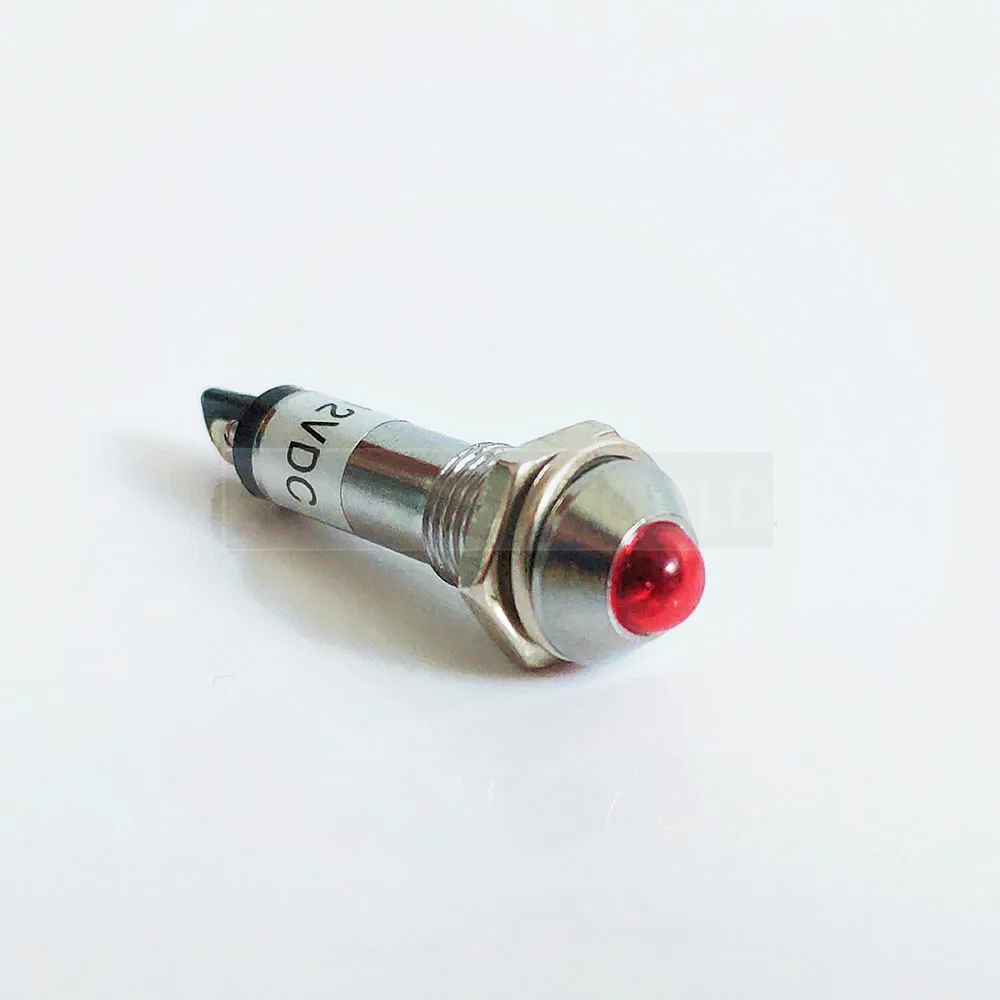8 мм Металлические индикаторные огни, водонепроницаемая сигнальная лампа, без провода, 12 В, 24 В, 220 В, сигнальная лампа, светодиодный