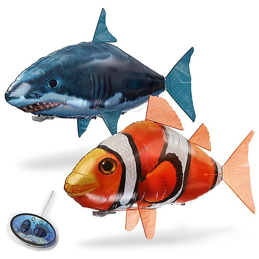 1PCS Remote Control Flying Air Shark Toy Inflatable Fish plane Clown Fish Balloons RC Helicopter Robot Gift For Kids 01
