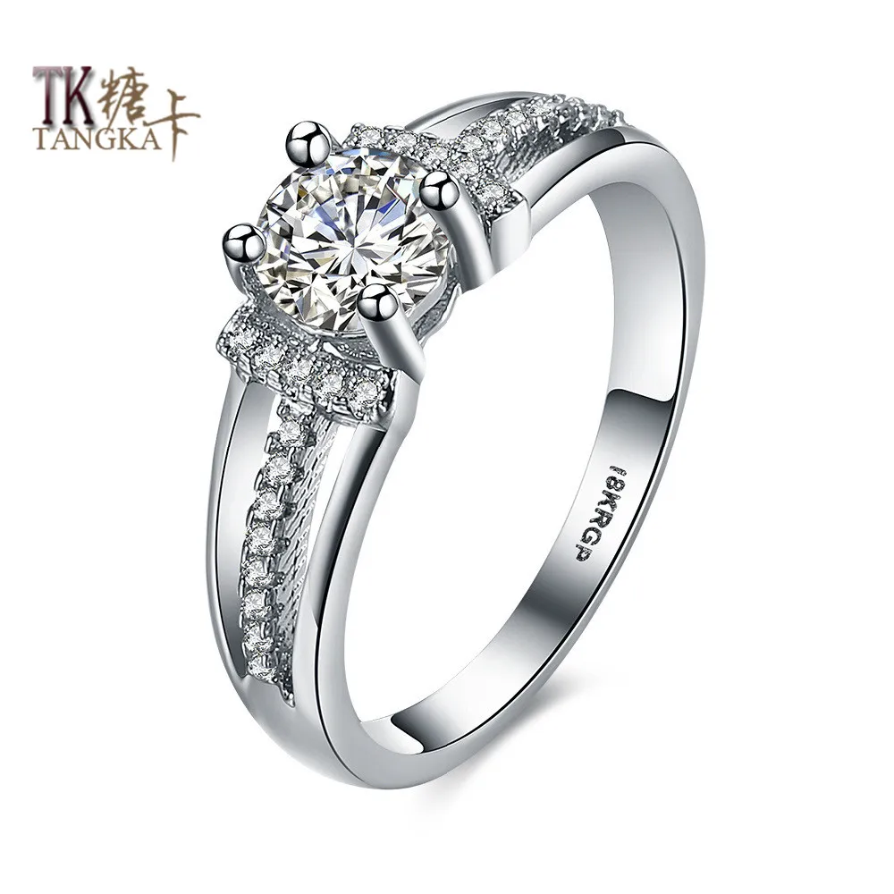 ТАНГКА 2017 горячие циркон обручальное кольцо мода новые леди круглый элегантный