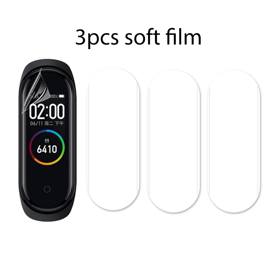 3pcs soft films Сменный ремешок для Xiaomi mi Band 4 Силиконовый ремешок для Xiaomi mi Band 4 браслет mi band 4 3 спортивные мягкие ремни - Цвет: 3pcs soft films