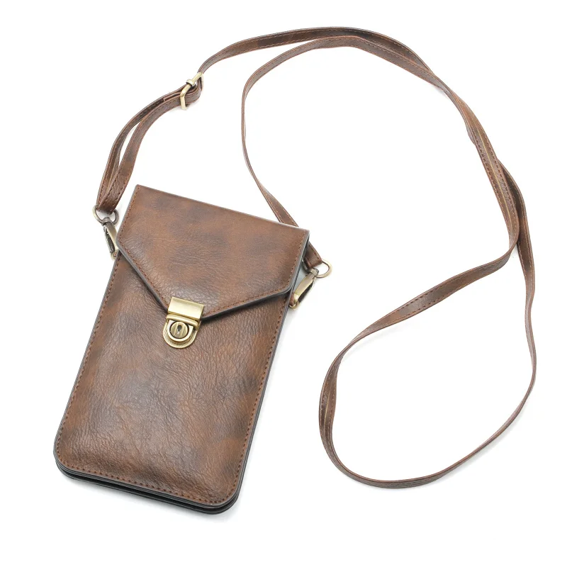 Универсальная сумка на плечо, прочная кожаная посылка, сумка для мобильного телефона, женская сумка-кошелек на шею, чехол для Iphone 6, 6 S, 7, 8, XS Plus