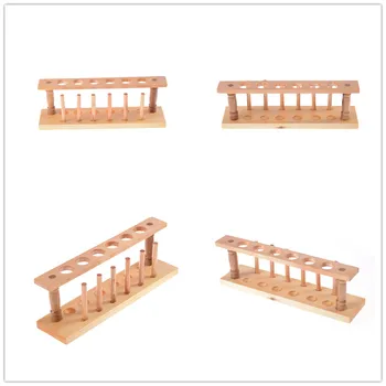 

New 6 Holes and 6 Pins Wooden Test Tube Rack Holder Support Burette Stand Laboratory Test tube Stand Shelf Lab School Supply