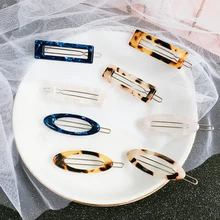 AOMU корейские винтажные уксусная кислота Акриловые зажимы для волос геометрические полые овальные мраморные шпильки аксессуары для волос для женщин