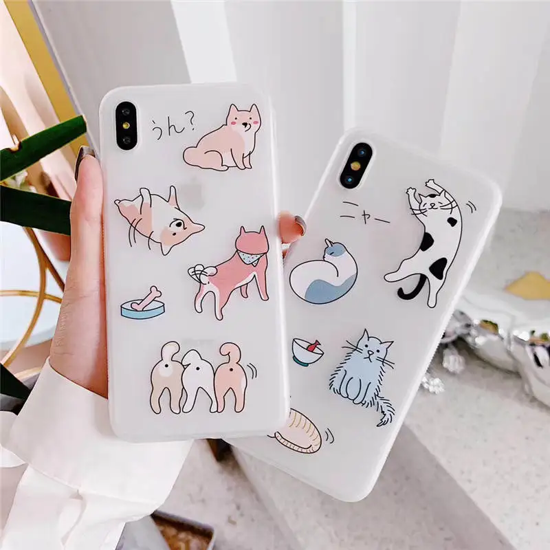 

Simple Cat Dog For Iphone 6 6s 7 8P X Xs Xr Xsmax Simple Cat Dog Shatter-Resistant Mobile Phone Case