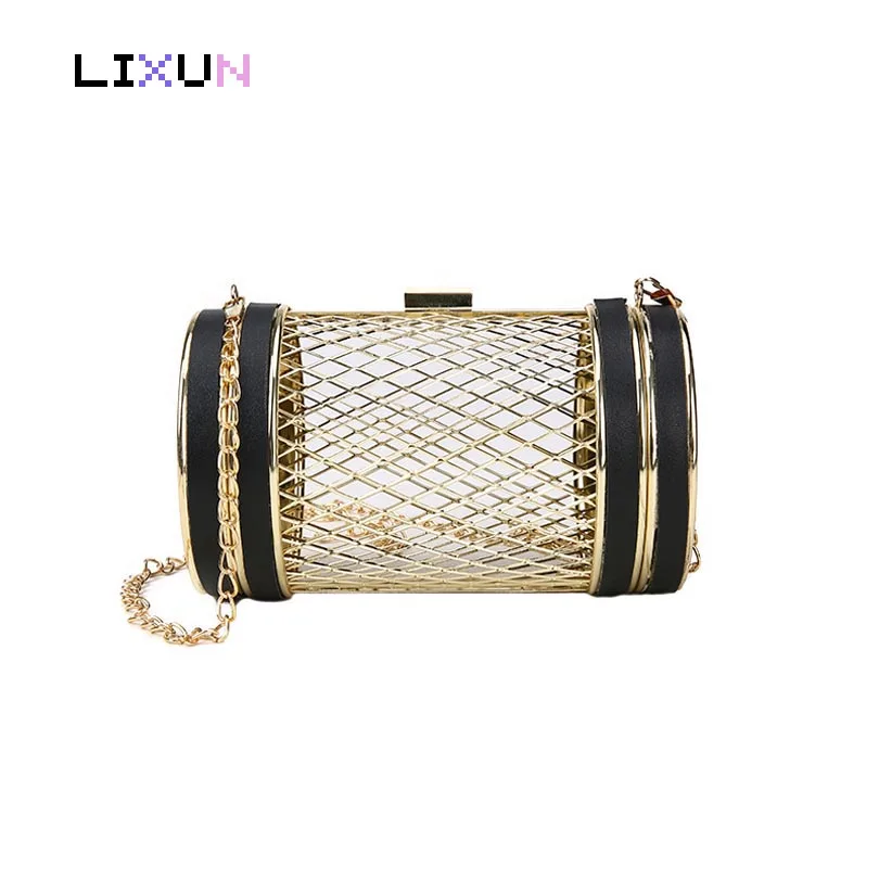 

Metal Bird Cage Bag Lady Party Clutch Bag With Chain Shoulder Handbags Classical Style Purse Day Evening Wedding Clutches Bags