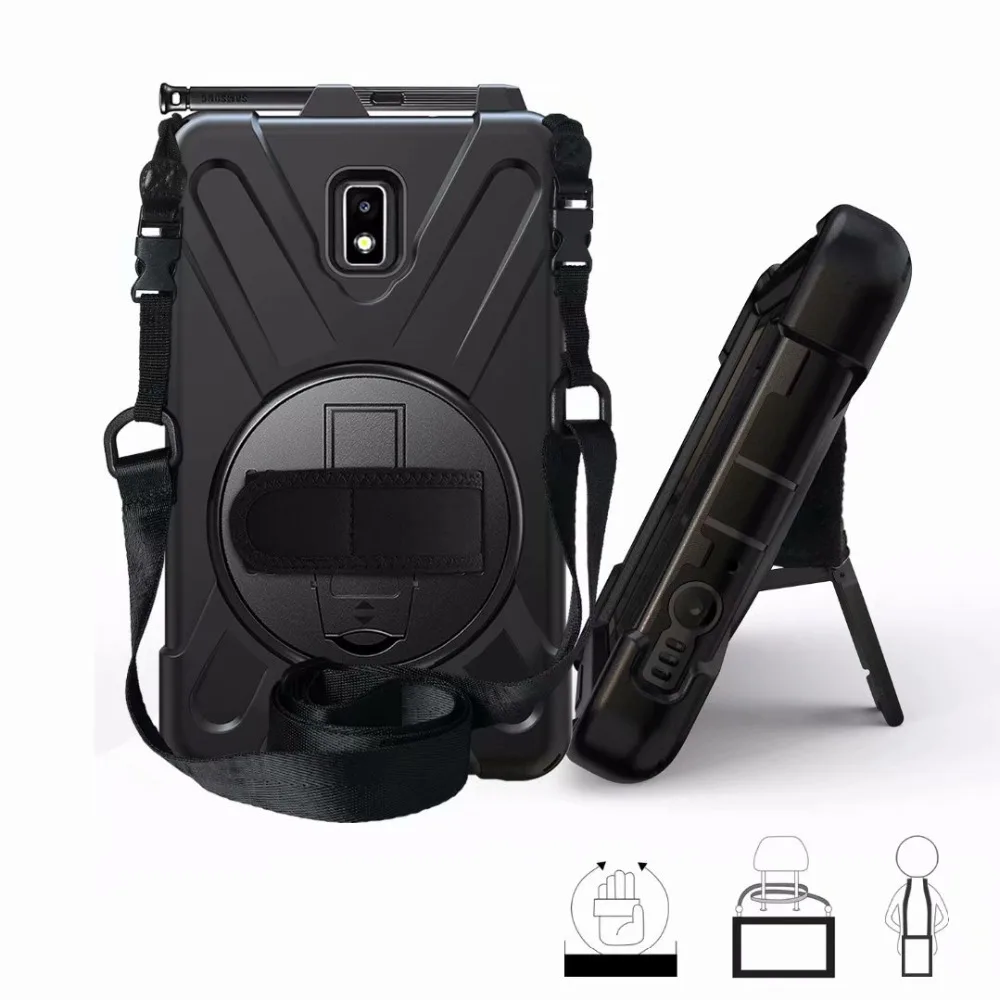 360 Gradi Cassa Dura Del Silicone Per Samsung Galaxy Tab 2 8.0 T390 Attivo T395 Sm-T395 Tablet Cover + Neck Strap & Hand Strap + Penna