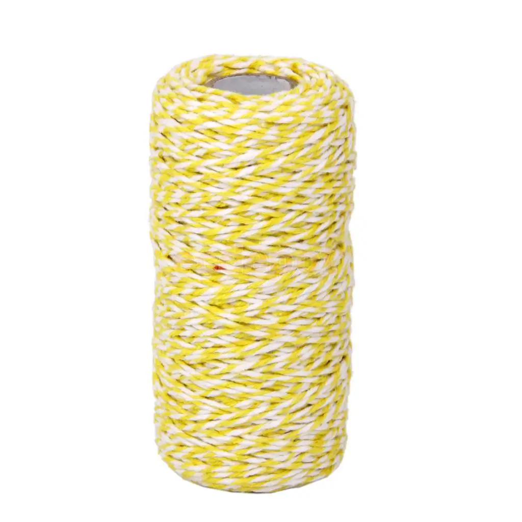 100 м Хлопок Bakers шпагат, веревка шнур стеклянная бутылка подарок для украшения коробок ремесло 14 цветов - Цвет: Yellow