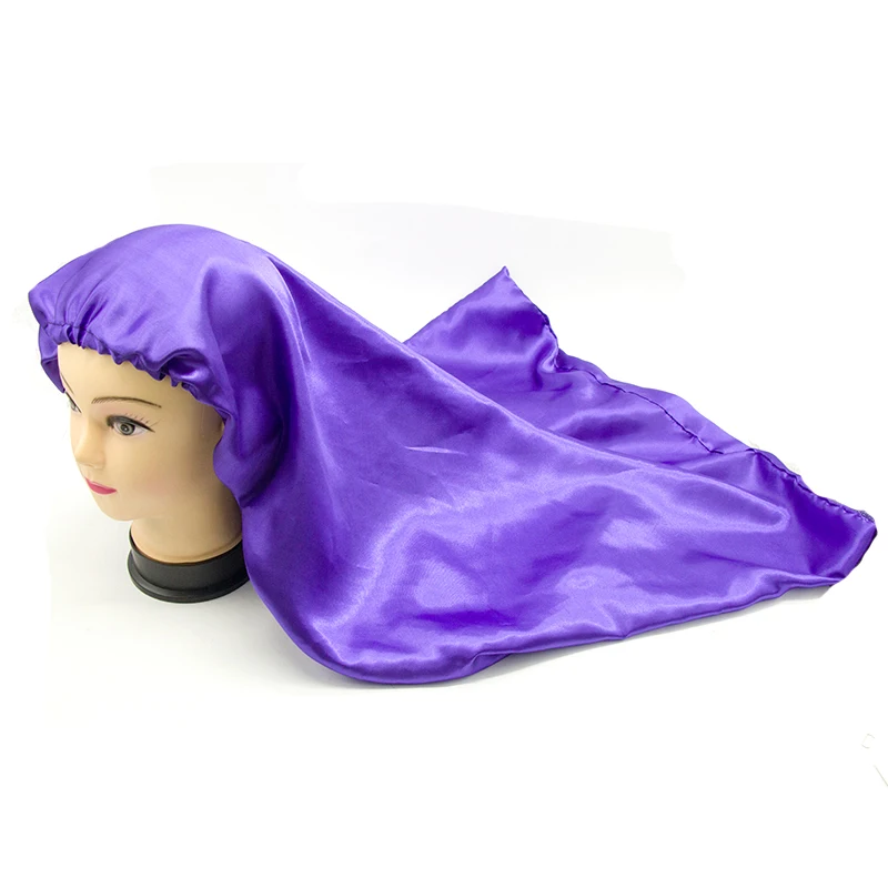 Пользовательский логотип девственные волосы для наращивания защита атласная длинная шапочка для сна, профессиональная печать фирменного стиля шелковая шапочка для сна