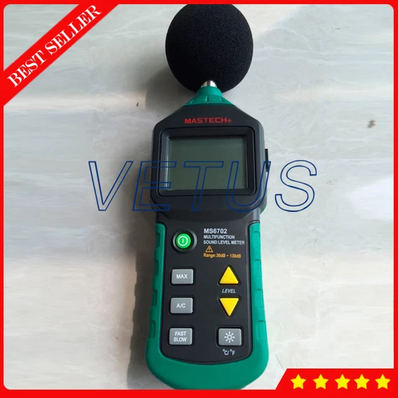 

MS6702 30dB~130dB Digital Sound Level Meter with Temperature measuring