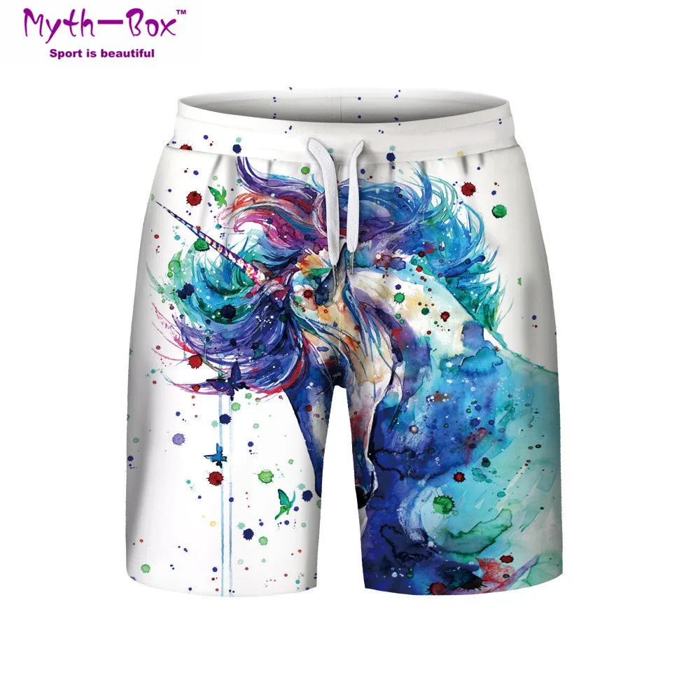 

Summer Man's Beach Shorts Plage Sports Pants Horse Printed Loose Gym Running Shorts S-3XL Surfing Short Male Surf Board Swimwear