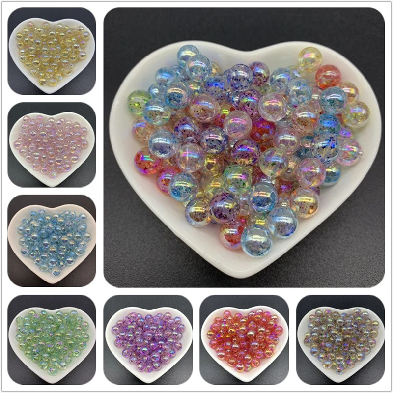 

8mm 10mm 12mm Acrylic Spaced beads Transparent Round Charms Necklace Bracelet Spacer Loose Beads For Jewelry Making