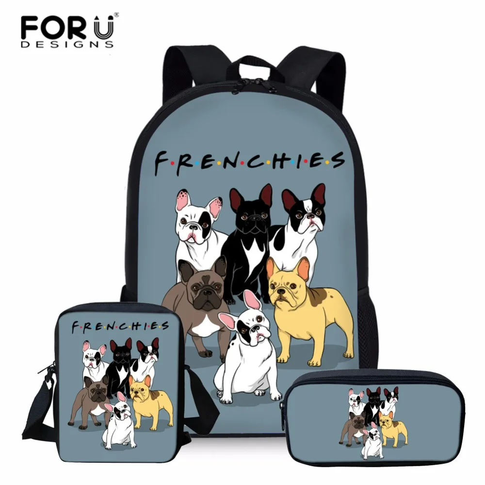 FORUDESIGNS/Французский рюкзак с изображением бульдога для девочек подростков Для